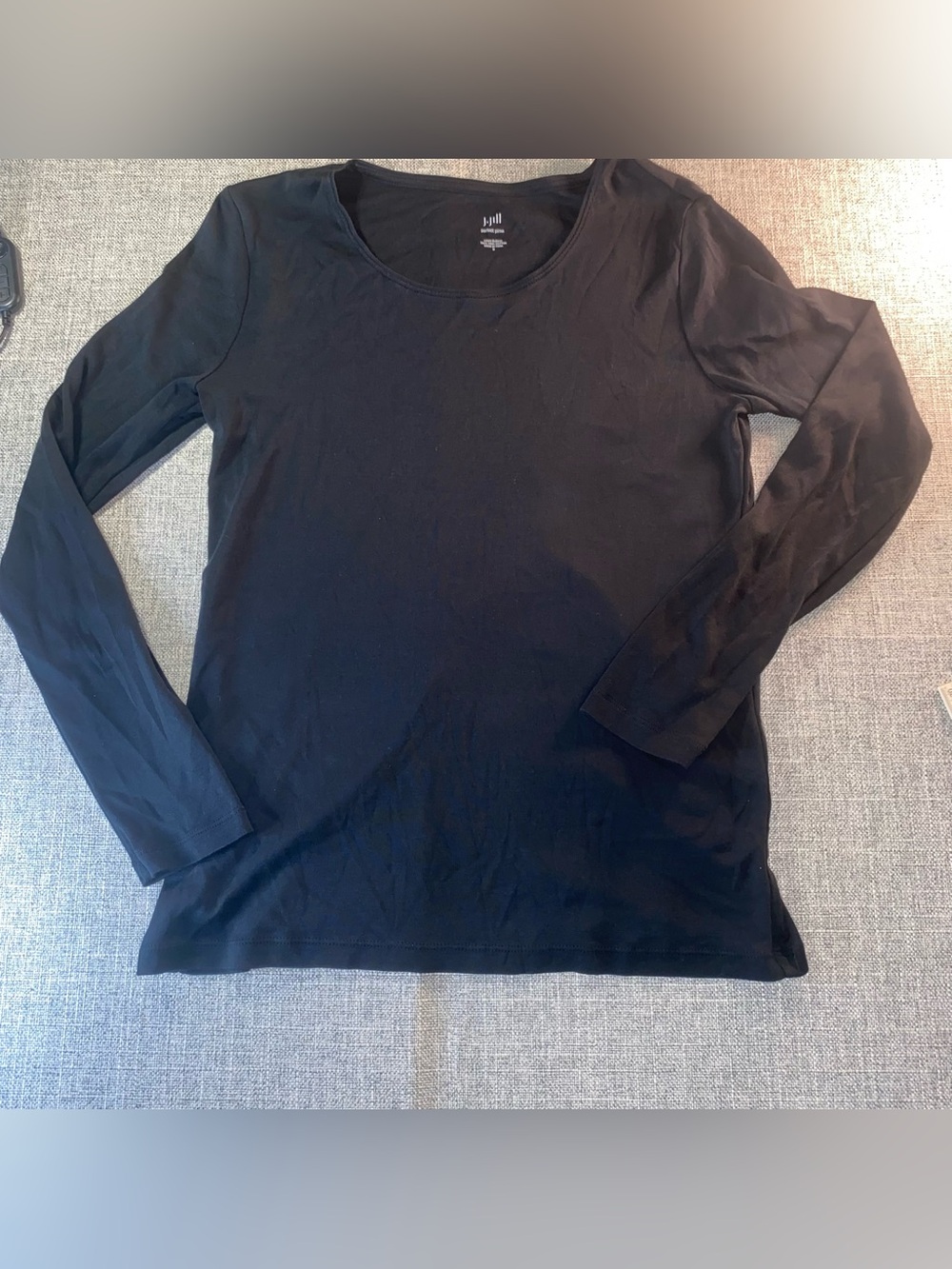 J. Jill Pure Jill Black Pima Cotton Stretch Crew Neck Long Sleeve Tee Small